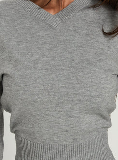 Emerica V-Ausschnitt Pullover mit Raffung Grau