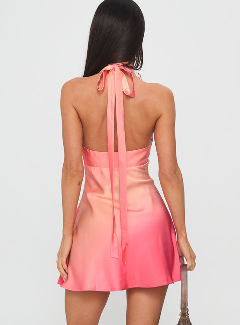 Laleisa Beaded Halter Mini Dress Multi