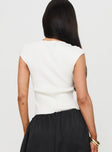 back view of model wearing Princess Polly Merris Knit Top White Short Sleeves Square Neck 