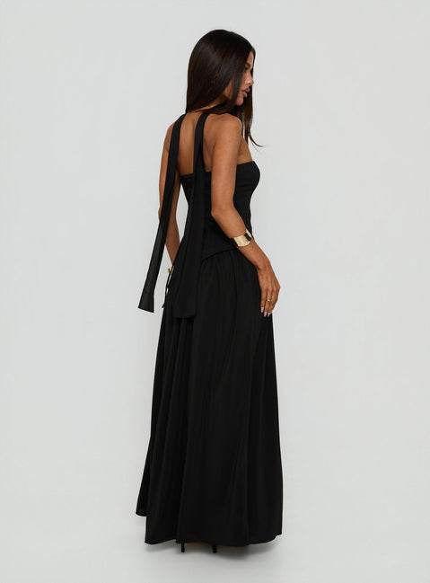 Odela Strapless Drop Waist Maxi Dress Black