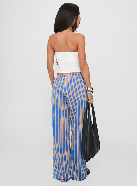 Limestone Pants Blue Multi High Waisted Pants 
