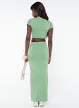 Matching set Slim fitting crop top, high neckline Mid rise maxi skirt, elasticated waistband