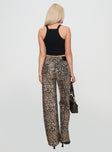 back view of model wearing Princess Polly Pezzi Straight Leg Jeans Leopard High Waisted 