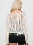 back view of model wearing Princess Polly Kassiani Sweater White 