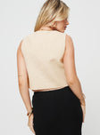 Linen vest top V-neckline, button fastening at front, pointed hem Non-stretch material, fully lined
