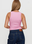 Baseline Square Neck Rib Tank Top Pale Pink