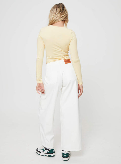 product Princess Polly Mid Rise  Adrianne Wide Leg Cargo Jeans White