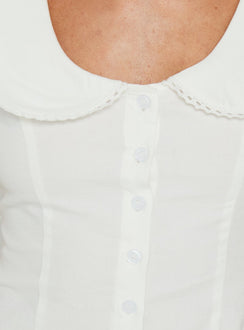 Gardinia Collared Button Down Top White