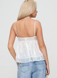 back view of model wearing Princess Polly Fireflies Top White Sleeveless Square Neck 