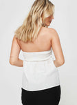 Strapless top Shirred band at back, ruching at underbust 