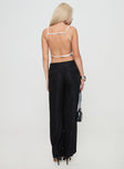 back view of model wearing Princess Polly Bonnet Wide Leg Pants Black 