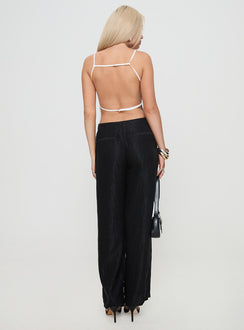 back view of model wearing Princess Polly Bonnet Wide Leg Pants Black 