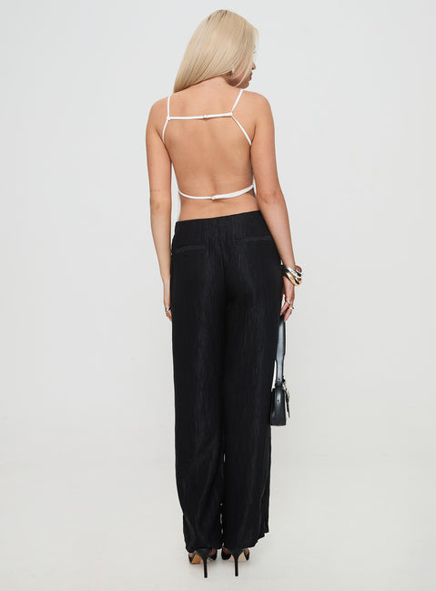 back view of model wearing Princess Polly Bonnet Wide Leg Pants Black 