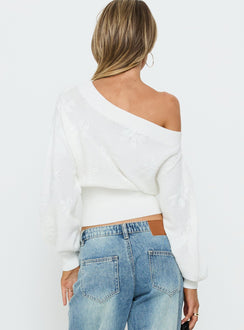 Lalola Asymmetrical Knit Jumper White