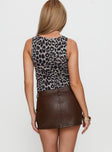 Magee Faux Leather Mini Skirt Brown