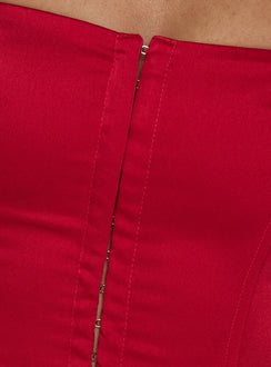 Gabriela Satin Halter Corset Top Red