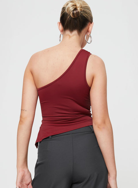 product Princess Polly Sleeveless Asymmetric Neckline  Liotta One Shoulder Top Burgundy