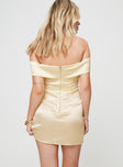 product Princess Polly Asymmetric Neckline  Evetta Off The Shoulder Mini Dress Champagne