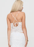 back view of model wearing Princess Polly Another Universe Top White Sleeveless V-Neck 