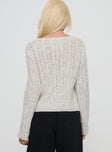 back view of model wearing Princess Polly Lenker Knit Jumper Grey Long 