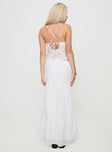 back view of model wearing Princess Polly Eivan Maxi Skirt White Maxi 