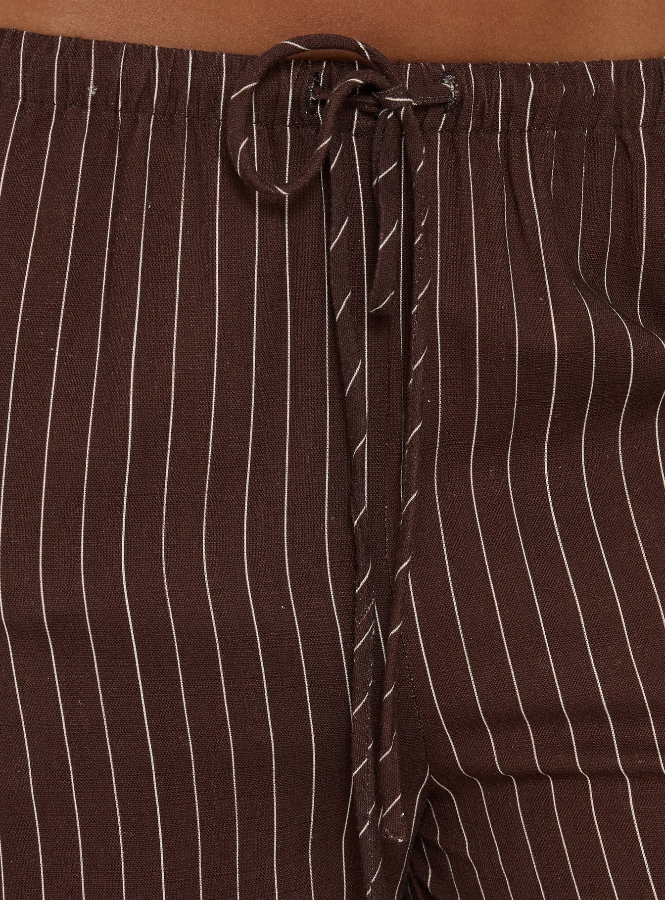 Designed with Amibella Mid Rise Wide Leg Pants Brown / Cream Stripe womens-regular-pants mid-rise detail