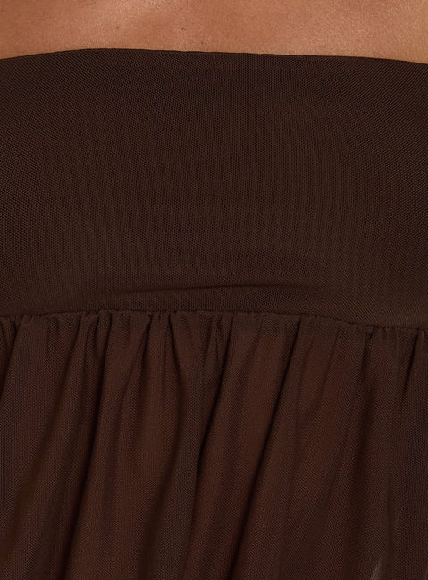 Jesemia Halter Blouson Top Brown