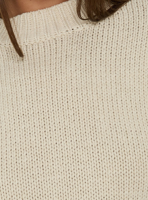 Harmony Ballonärmel-Strickpullover Beige