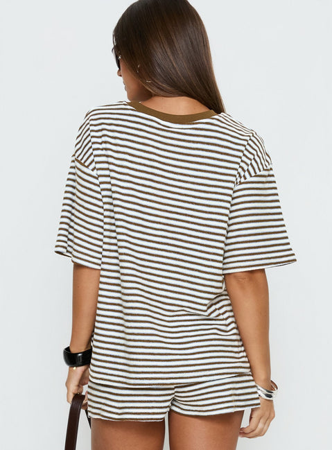 Selvina Terry Towelling Oversized Tee Multi Stripe