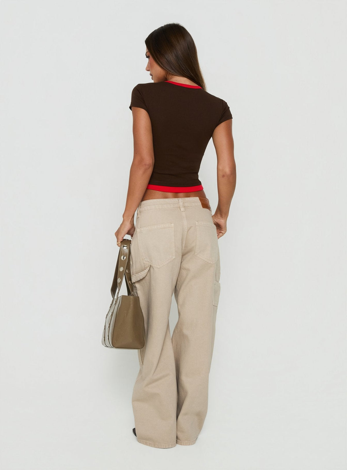 Mistree Mid Rise Baggy Cargo Jeans Taupe