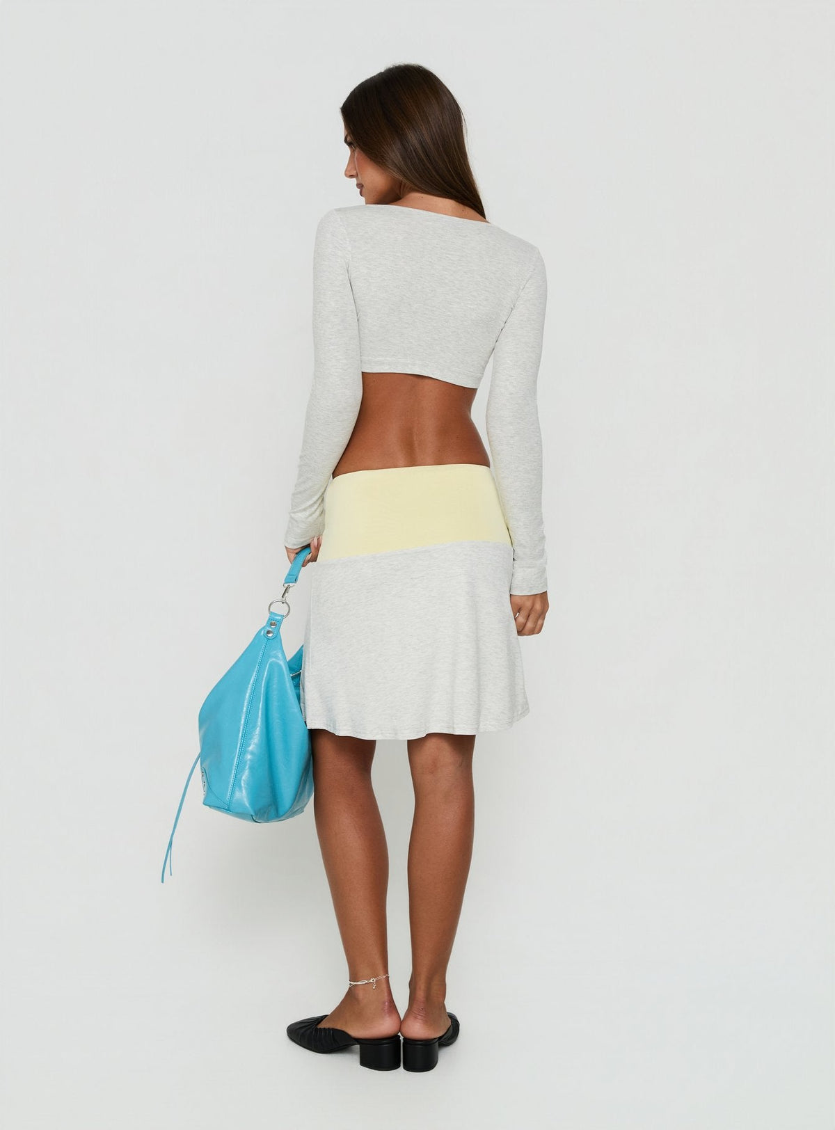 Irisah Splice Midi Skirt Yellow / Grey Marle