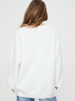 back view of model wearing Princess Polly Ryanna Sweater White Long 
