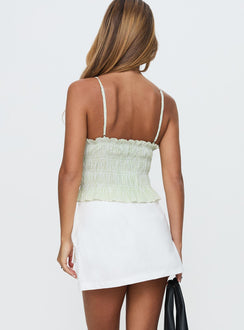 back view of model wearing Princess Polly Essentially Skort White Tall High Waisted Shorts 