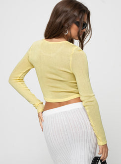 product Princess Polly Three Fourth Sleeves Square Neck  Sydelle Long Sleeve Top Yellow