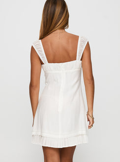 back view of model wearing Princess Polly Eternally Yours Mini Dress White Scoop Neck 