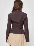 product Princess Polly Full Sleeves High Neck  Anni Pinstripe Shirt Brown