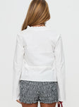 Harloe Ruched Tie Up Long Sleeve Top White