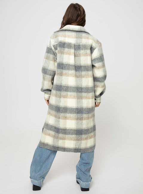Plaid coat Classic collar, button fastening down front, twin chest pockets, single button cuff Non-stretch material, unlined 