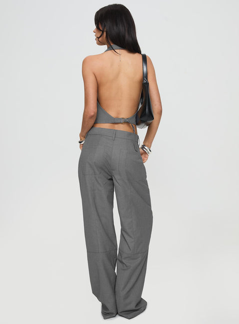 back view of model wearing Princess Polly Dawson Pants Slate Low Rise Pants 