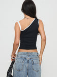 One shoulder top Slim fit, contrast piping detail Good stretch, unlined  Princess Polly Lower Impact