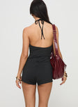 Romper Slim fit, halter style, cross detail, plunging neckline Good stretch, fully lined