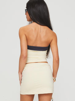 back view of model wearing Princess Polly Team Strapless Top Cream Sleeveless straight 
