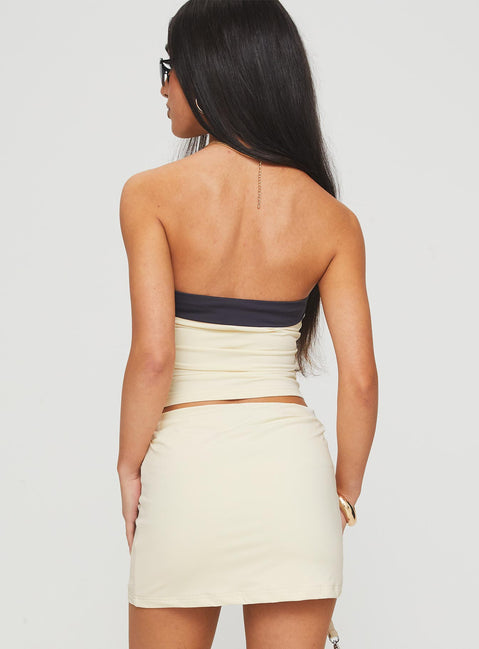 back view of model wearing Princess Polly Team Strapless Top Cream Sleeveless straight 