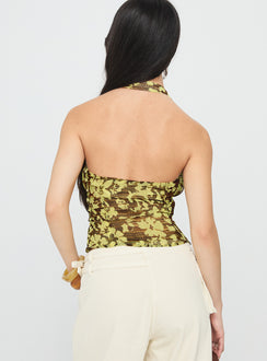 Aspyn Halter Top Yellow Floral