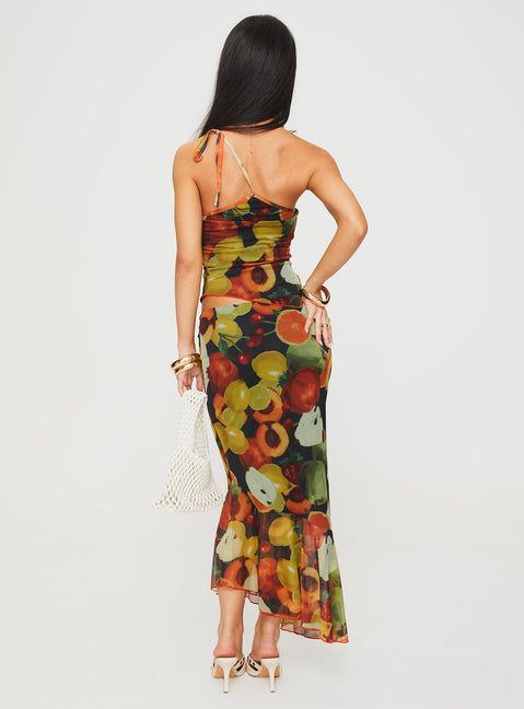 back view of model wearing Princess Polly Taila Maxi Skirt Multi Maxi 
