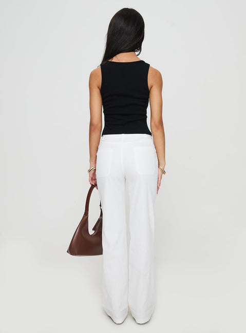 back view of model wearing Princess Polly Stelline Cargo Pants White High Waisted Pants 