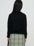 back view of model wearing Princess Polly Capeside Knit Cardigan Black Cropped 