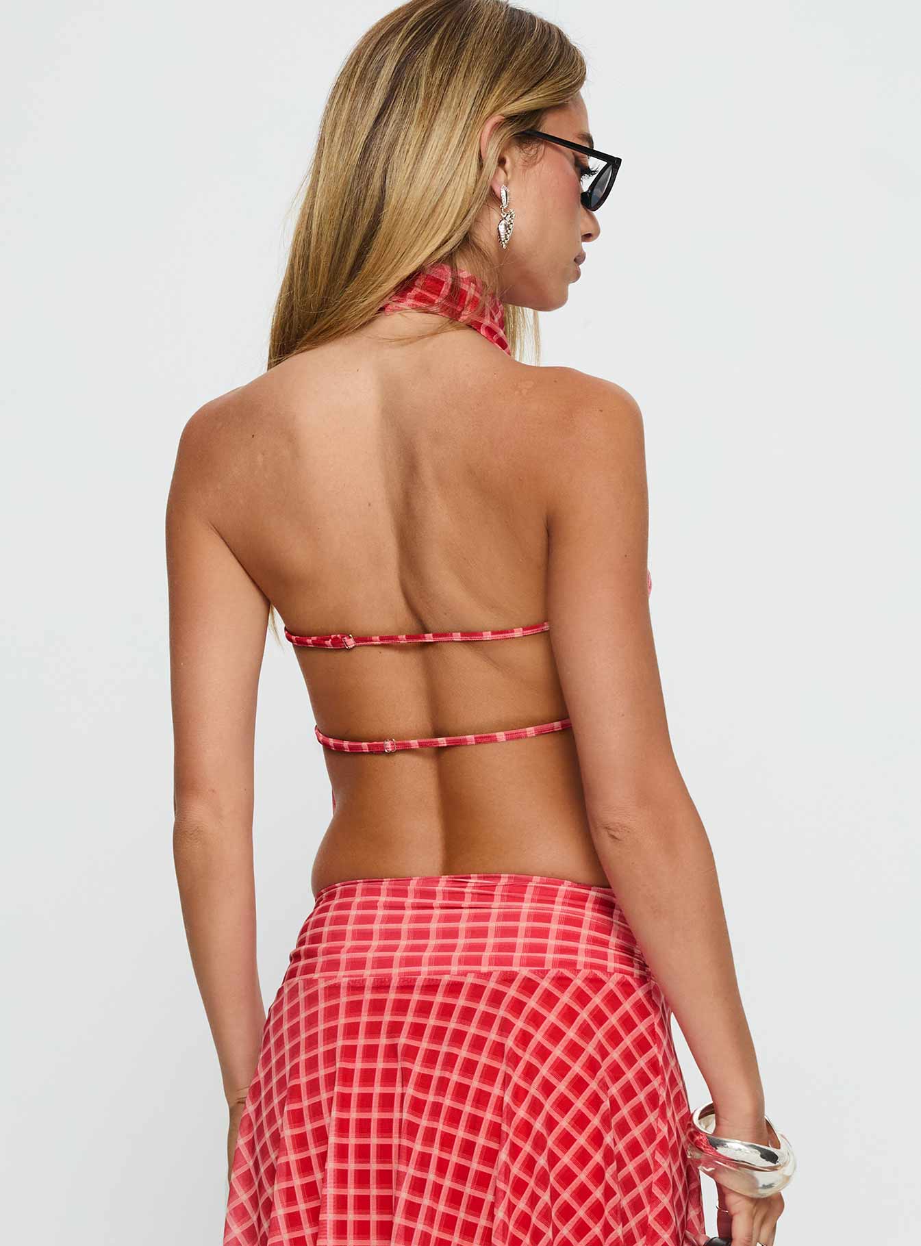 Scenic Route High Neck Top Red Check