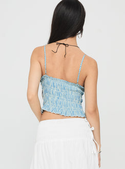 Marilou Shirred Top Blue Stripe