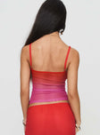 back view of model wearing Princess Polly Teen Spirit Top Pink Ombre Sleeveless V-Neck 